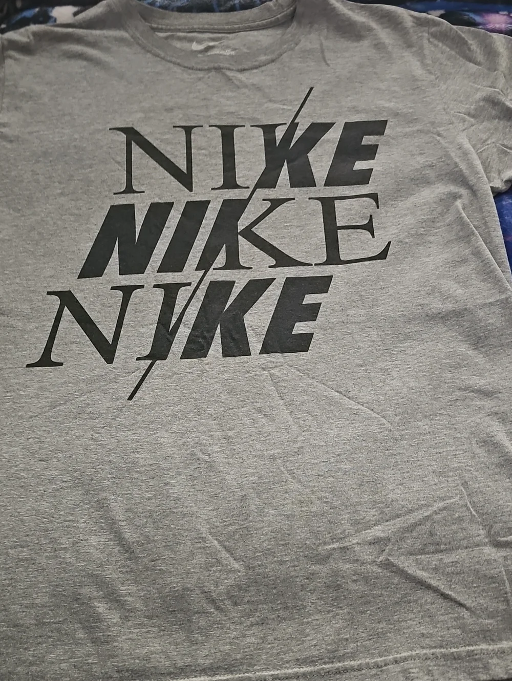 Nike Grey Short Sleeve T-Shirt with Black Stacked Logo